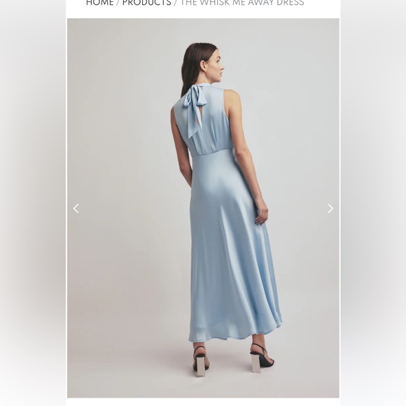 $268 FAVORITE DAUGHTER THE WHISK ME AWAY DRESS LIFHT BLUE SATIN MIDI SIZE 8 - Picture 6 of 14